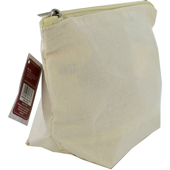 Antique White Cotton Zip Pouch 23cm x 16cm x 8cm image number 4