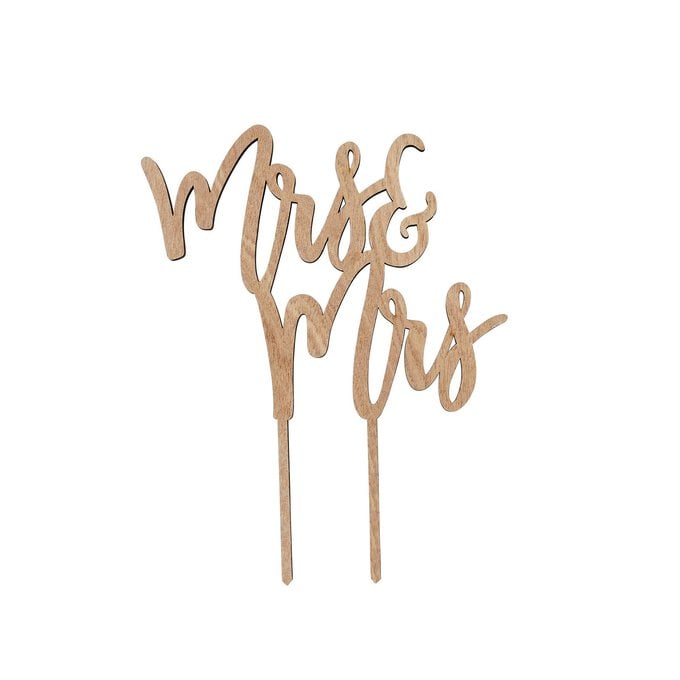 Wooden Mrs and Mrs Cake Topper image number 1