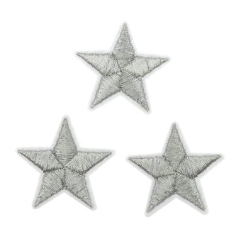 Silver Star Iron-On Motifs 3 Pack