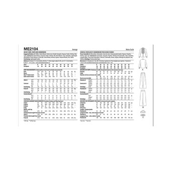 Know Me Women's Shirt and Trousers  Sewing Pattern ME2104 (Y5 18-26)