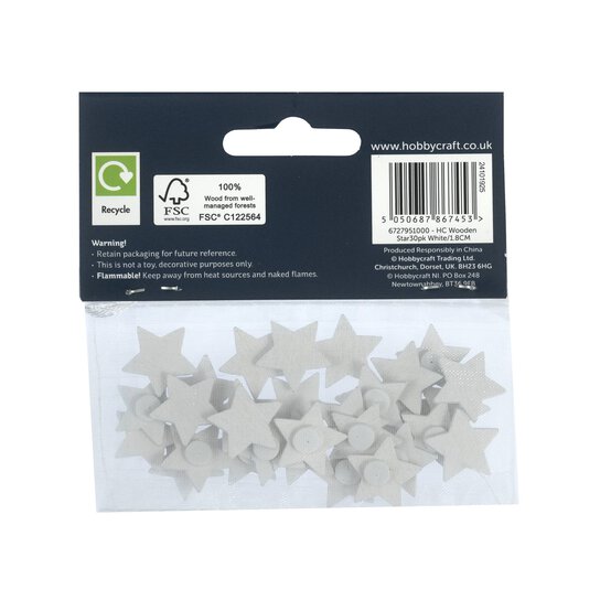 White Wooden Star Embellishments 30 Pack image number 5