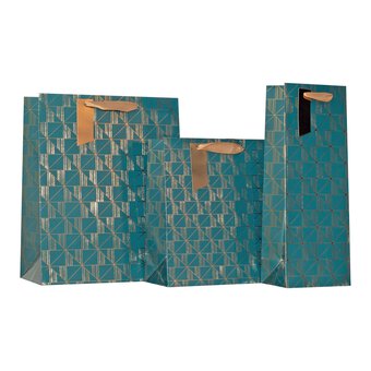 Blue and Gold Align Bottle Gift Bag 36cm x 13cm x 9cm