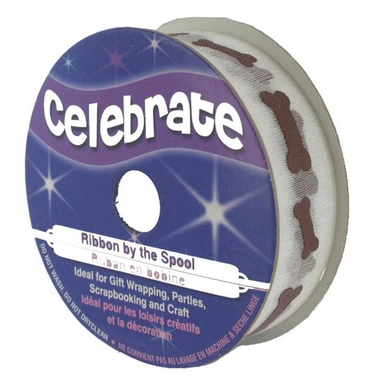 Dog Bone Printed Ribbon 15mm x 3.5m image number 1