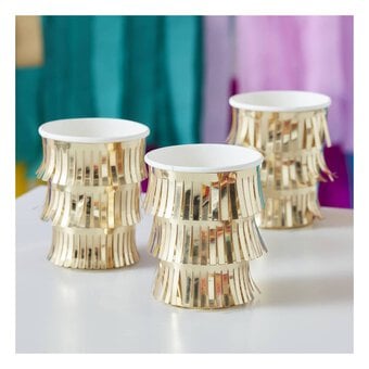 Ginger Ray Fringed Gold Paper Cups 8 Pack