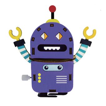 Wind-Up Wooden Robot Purple Pete