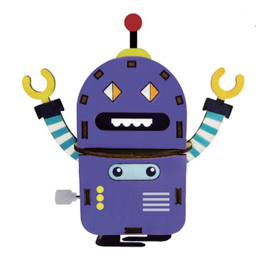 Wind-Up Wooden Robot Purple Pete image number 2