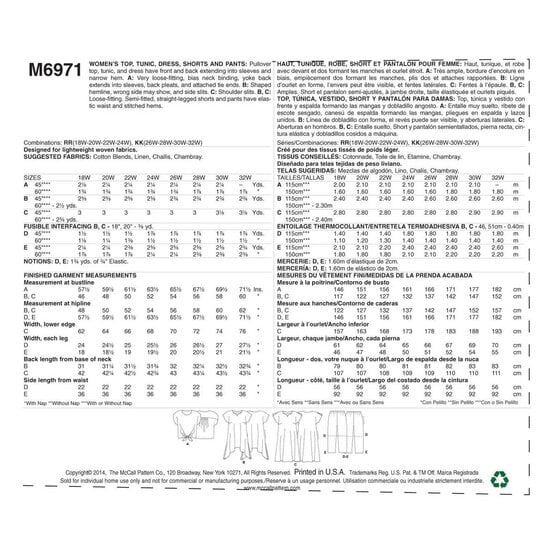 McCall&rsquo;s Women&rsquo;s Separates Sewing Pattern M6971 (26-32) image number 2
