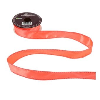 Coral Wire Edge Satin Ribbon 25mm x 3m image number 2