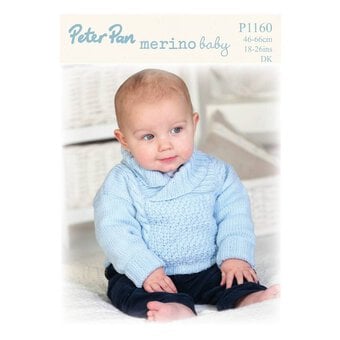 Peter Pan Baby Merino Textured Panel Sweater and Hat Digital Pattern P1160
