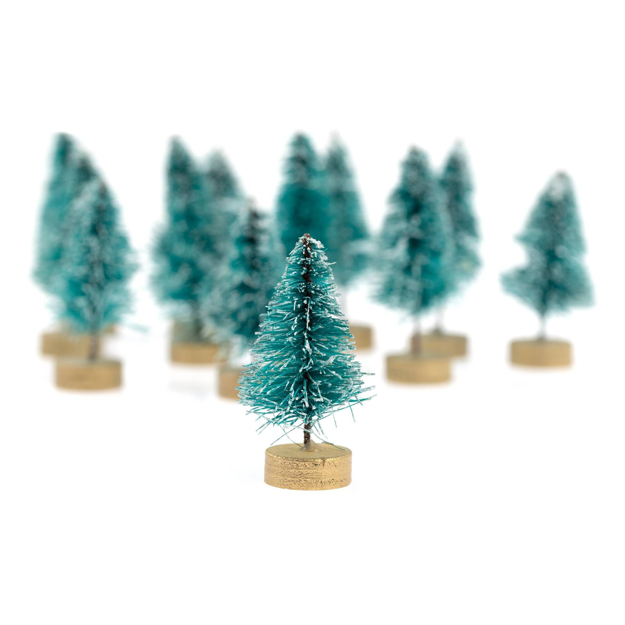 Frosted Green Bottle Brush Christmas Tree 12 Pack Hobbycraft