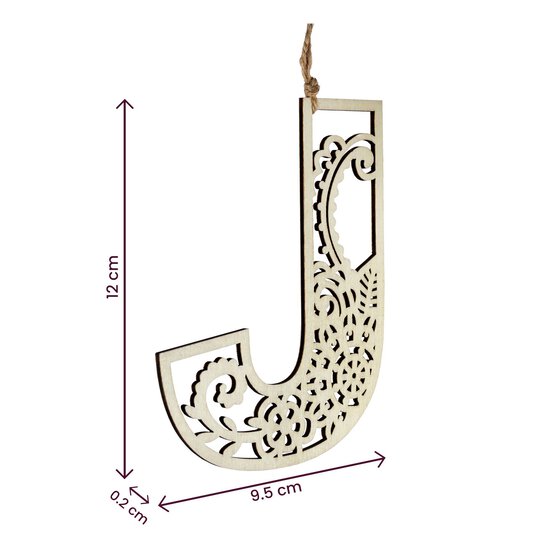 Wooden Filigree Hanging Letter J 12cm image number 4