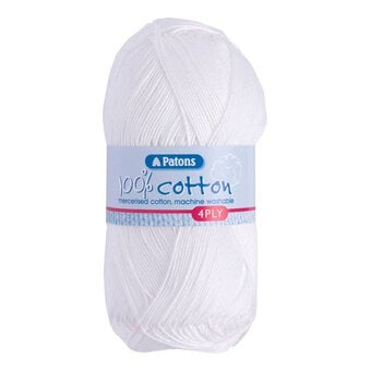 Patons White 100% Cotton  4 Ply Yarn 100g