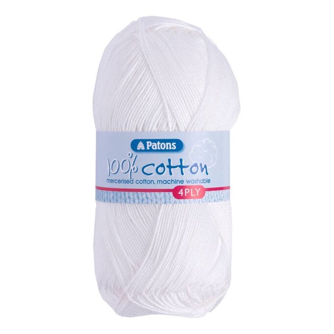 Patons White 100% Cotton  4 Ply Yarn 100g image number 1