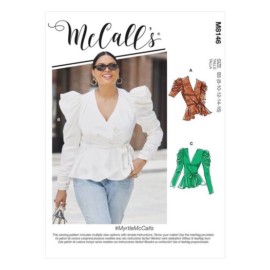 McCall&rsquo;s Myrtle Tops Sewing Pattern M8146 (26-32) image number 1