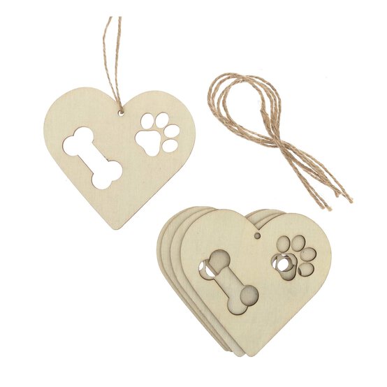 Hanging Wooden Bone and Paw Decorations 5 Pack image number 2