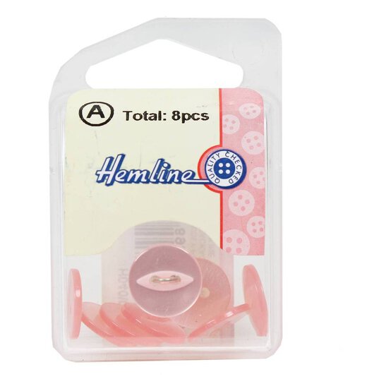 Hemline Pink Basic Fish Eye Button 8 Pack image number 2