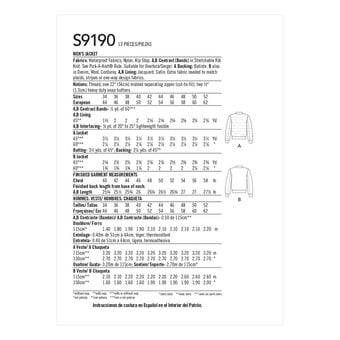 Simplicity Men’s Jacket Sewing Pattern S9190 (34-42)