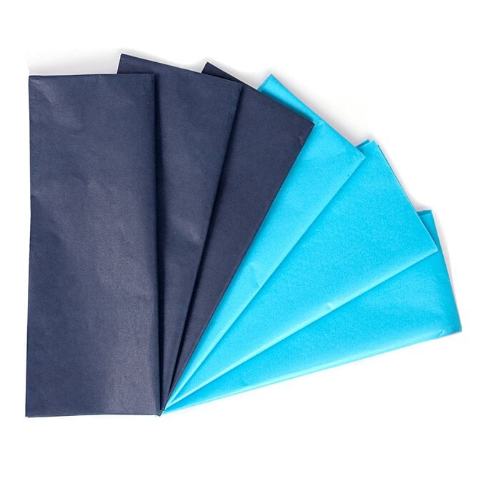 Navy and Sky Blue Tissue Paper 50cm x 75cm 6 Pack image number 1