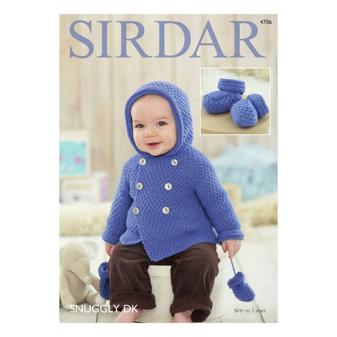 Sirdar Snuggly DK Cardigan Mittens and Bootees Digital Pattern 4706 image number 1