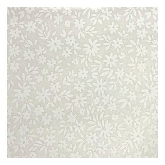 White Daisy Cotton Fabric by the Metre