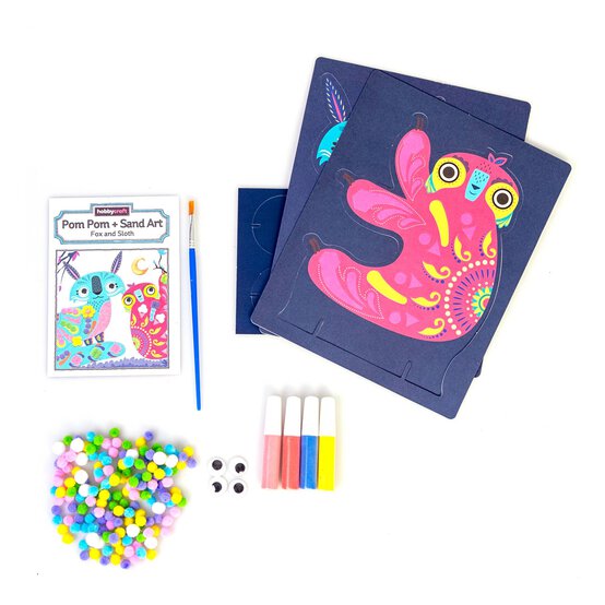 Pom Pom and Sand Art Fox and Sloth Kit image number 2