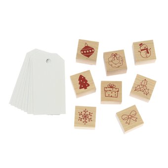 Christmas Wooden Stamp and Gift Tag Set