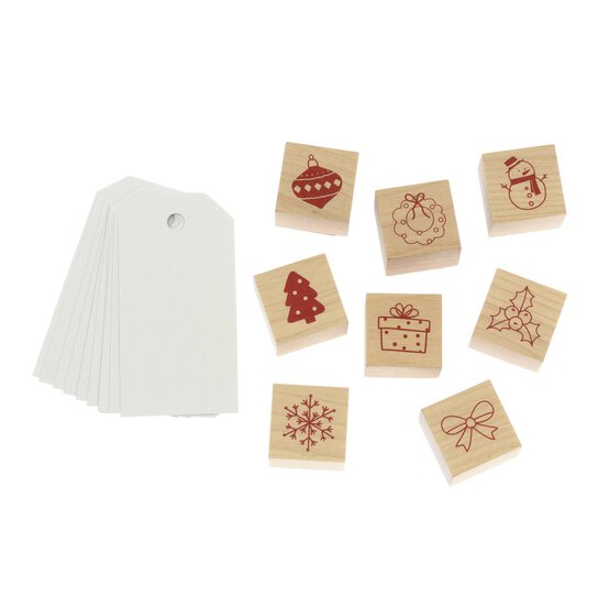 Christmas Wooden Stamp and Gift Tag Set image number 1