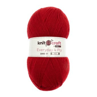 Knitcraft Red Everyday 4 Ply Yarn 100g