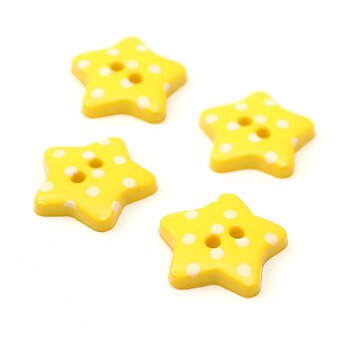 Hemline Yellow Novelty Star Button 4 Pack