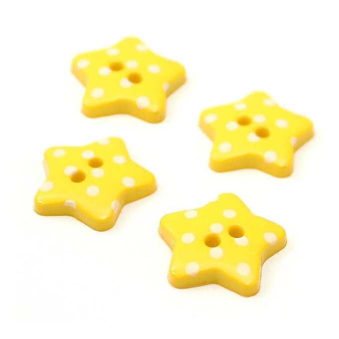 Hemline Yellow Novelty Star Button 4 Pack image number 1