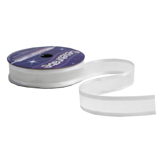 White Organza Satin-Edged Ribbon 12mm x 5m image number 2