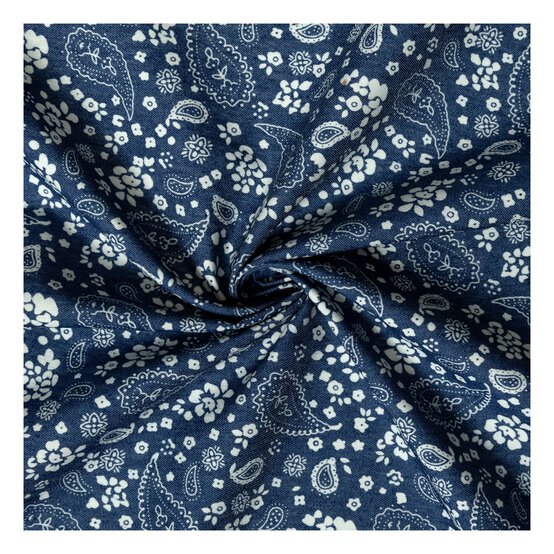 Paisley Print Chambray Fabric by the Metre image number 1