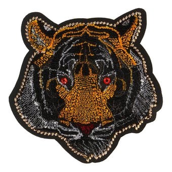 Tiger Face Iron-On Patch 8cm x 9cm