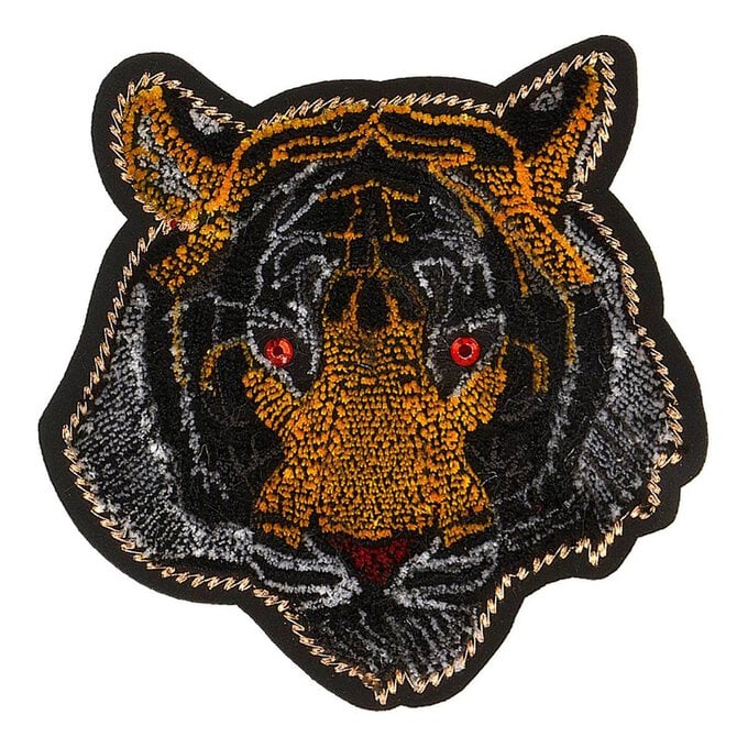 Tiger Face Iron-On Patch 8cm x 9cm image number 1