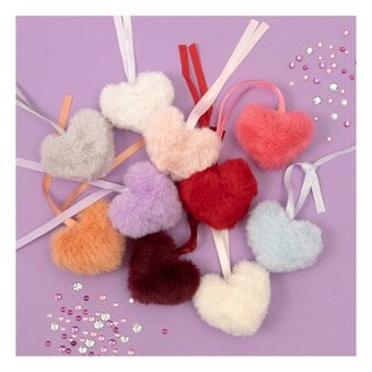 Red Faux Fur Heart Pom 9cm 