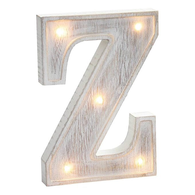 White Washed Wooden LED Letter Z 21cm image number 1