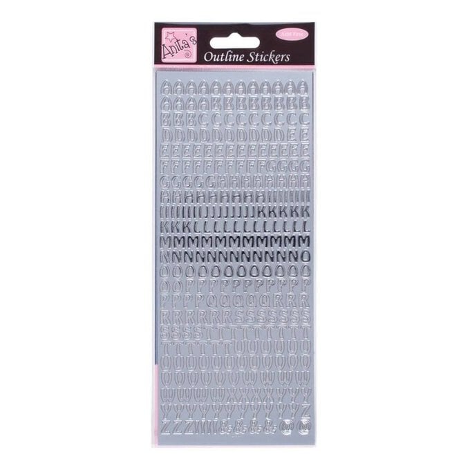 Anita's Silver Uppercase Alphabet Outline Stickers image number 1