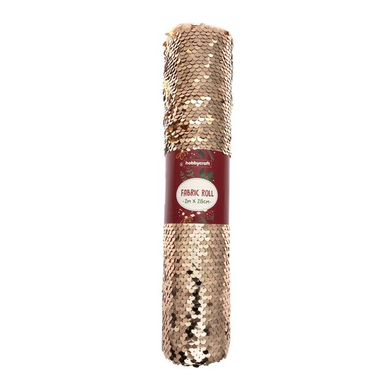 Rose Gold Sequin Fabric Roll 28cm x 2m  image number 4