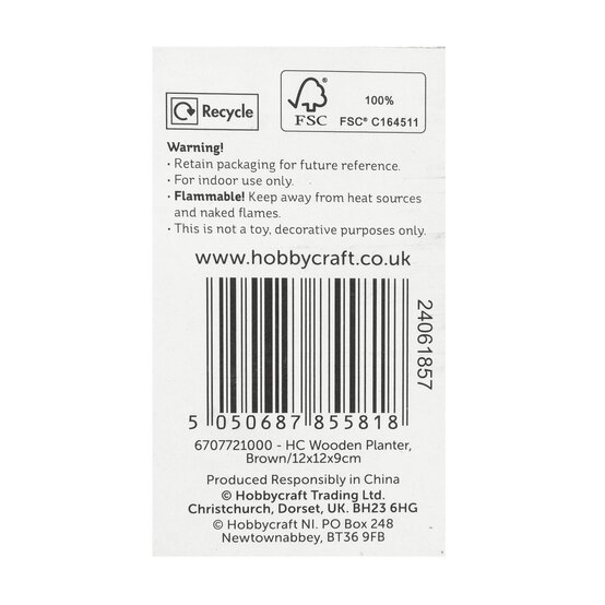 Natural Wooden Planter 12cm x 12cm x 9cm image number 6