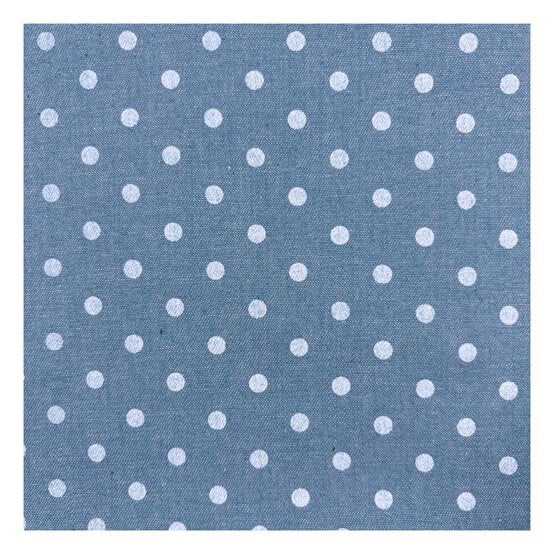 Blue Spot Printed Chambray Fabric by the Metre image number 2