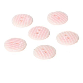 Hemline Pink Novelty Stripey Button 6 Pack