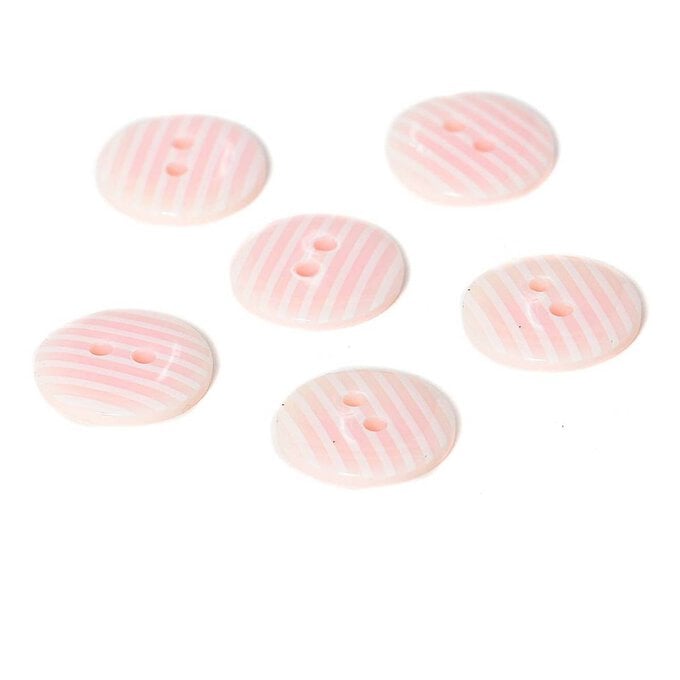 Hemline Pink Novelty Stripey Button 6 Pack image number 1