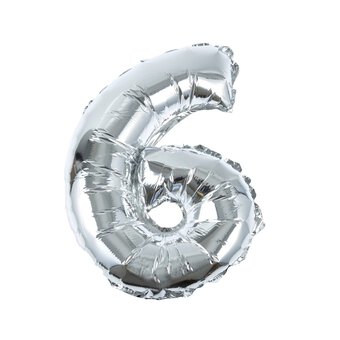 Silver Foil Number 6 Balloon