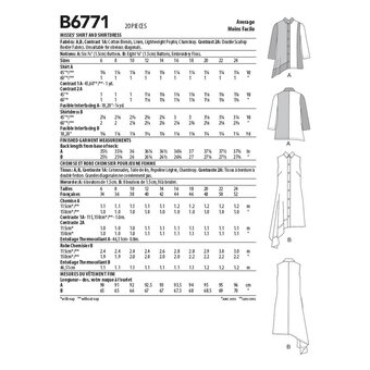 Butterick Shirt and Dress Sewing Pattern B6771 (16-24)