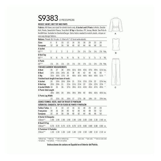 Simplicity Shawl Jacket and Trousers Sewing Pattern S9383 (16-24) image number 2