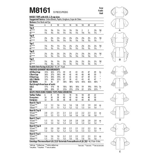 McCall&rsquo;s Judith Tops Sewing Pattern M8161 (6-14) image number 2