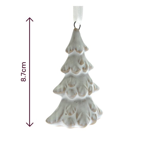 Hanging Beige Ceramic Tree Decoration 9cm  image number 4