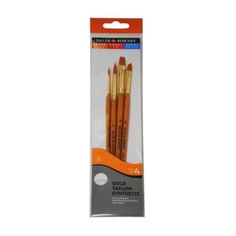 Daler-Rowney Gold Taklon Shader and Round Synthetic Brushes 4 Pack