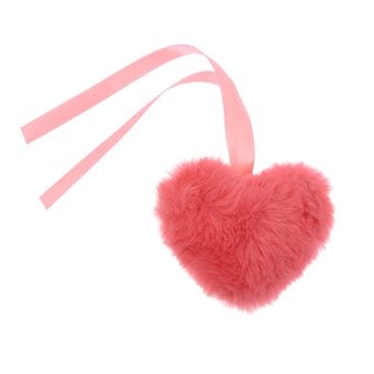 Pink Faux Fur Heart Pom 9cm 