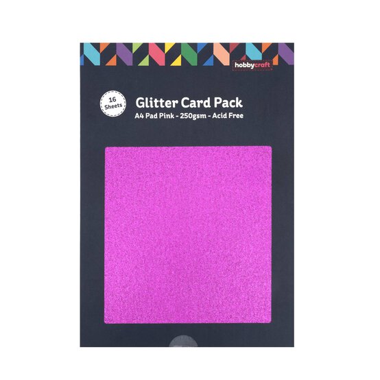 Pink Glitter Card A4 16 Pack image number 3